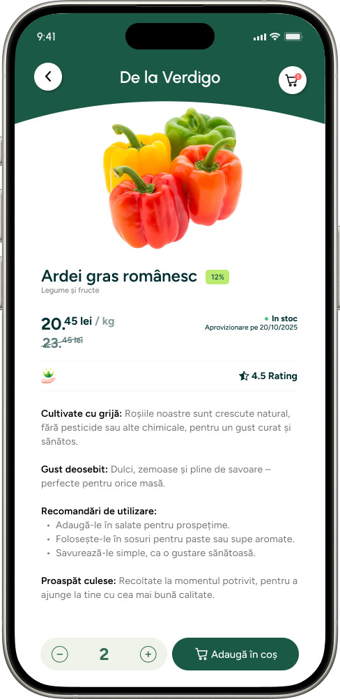 Imagine cu ardei gras romanesc si detaliile produsului.